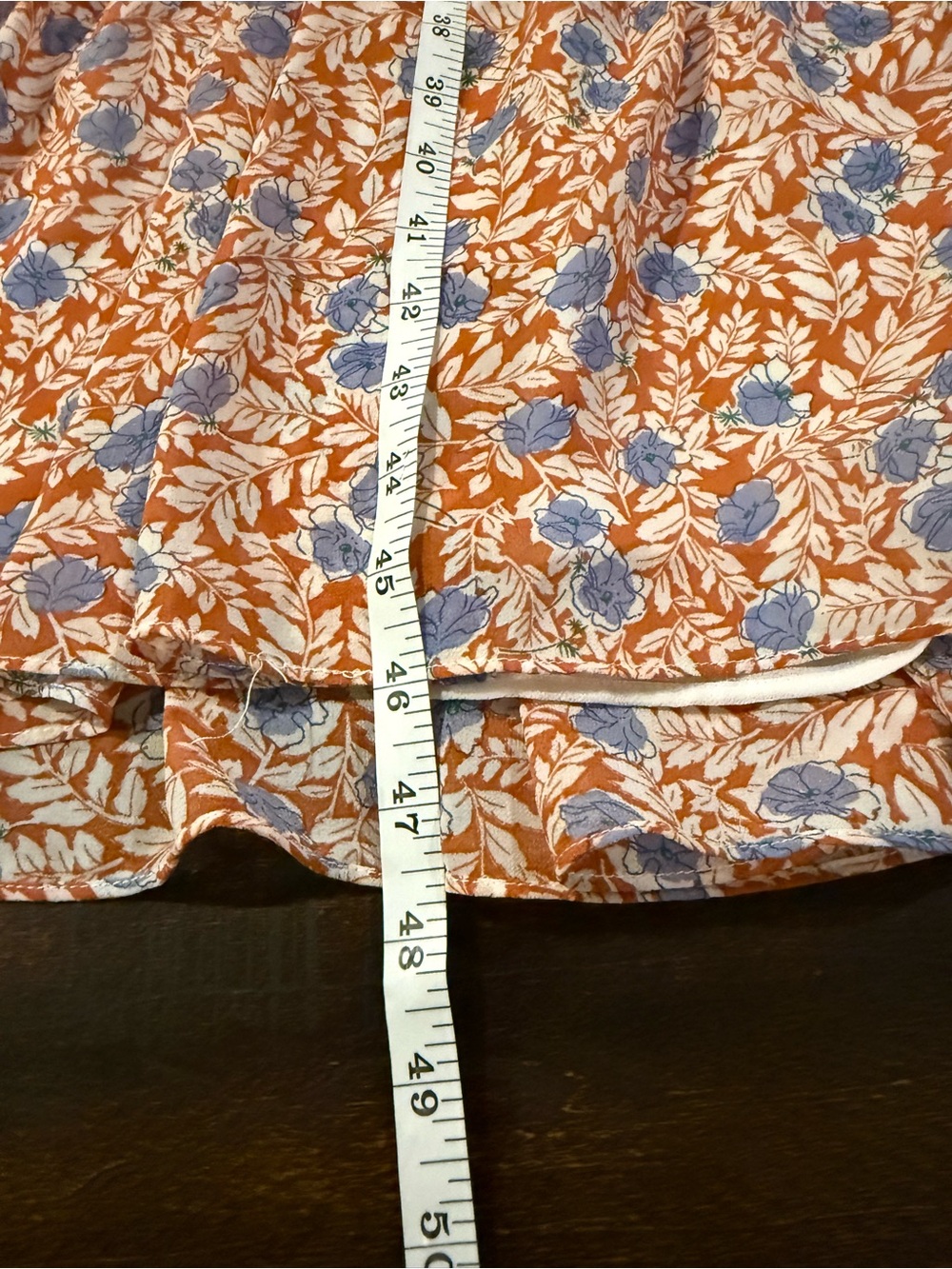 Carly Jean Los Angeles Floral Smocked Midi Dress Blue Rust Boho Small - Picture 12 of 13